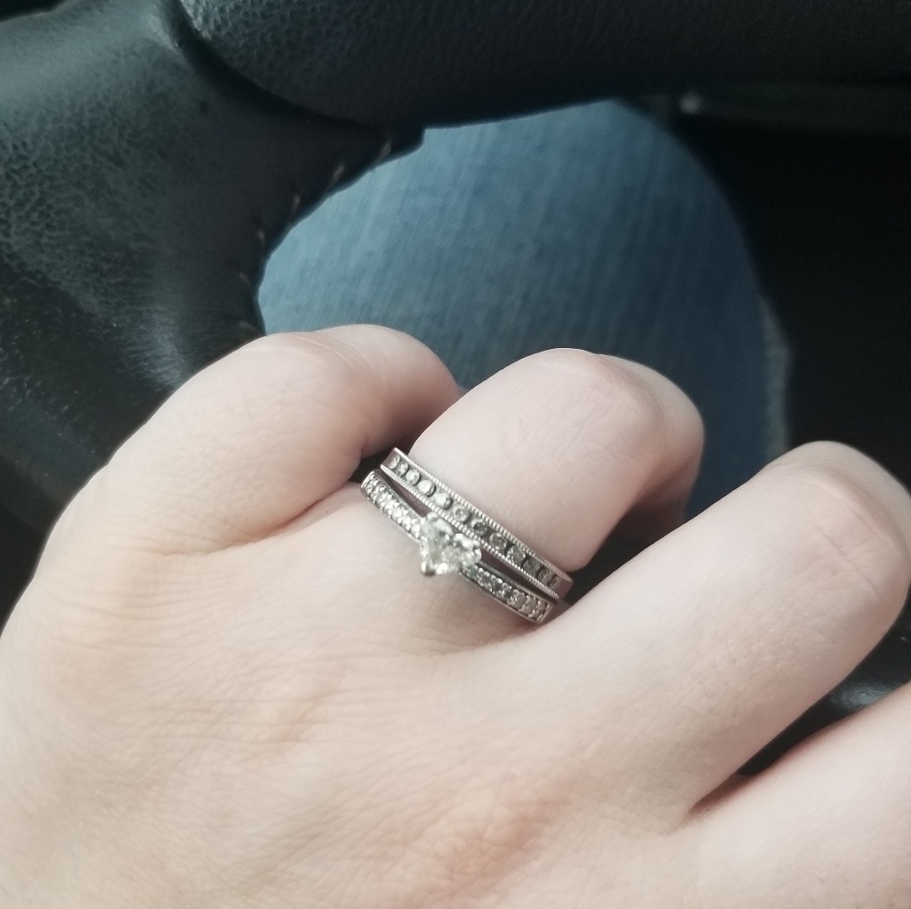 Engagement ring and wedding ring